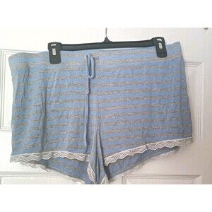 Honeydew Pajama Sleep Shorts Size XL Gray Blue Knit Stretch Lace Trim Soft